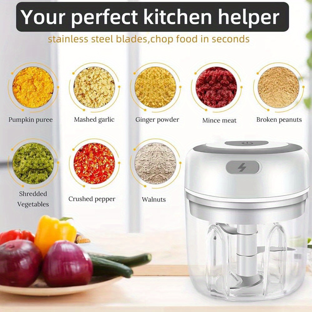 Mini Garlic Chopper, Electric Food Processor, Garlic Mincer Portable  Processor for Chop Onion Ginger Vegetable Pepper Spice Meat