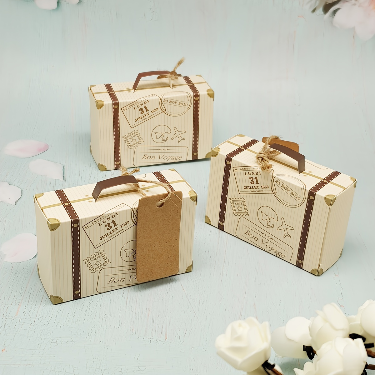 Maletas de cartón: cajas de almacenamiento decorativas de cartón,  decoración de maleta vintage, pequeñas cajas de cartón dulces, decoración  de