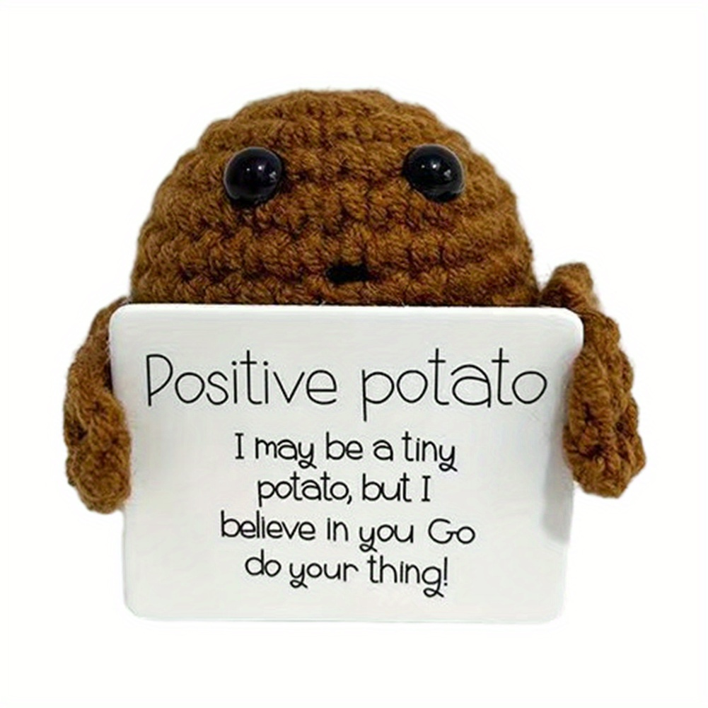 Positive Energy Potato Cheerup Pocket Hug Handmade Plush Knitting Wool  Potatoes Doll Home Room Miniature Decoration