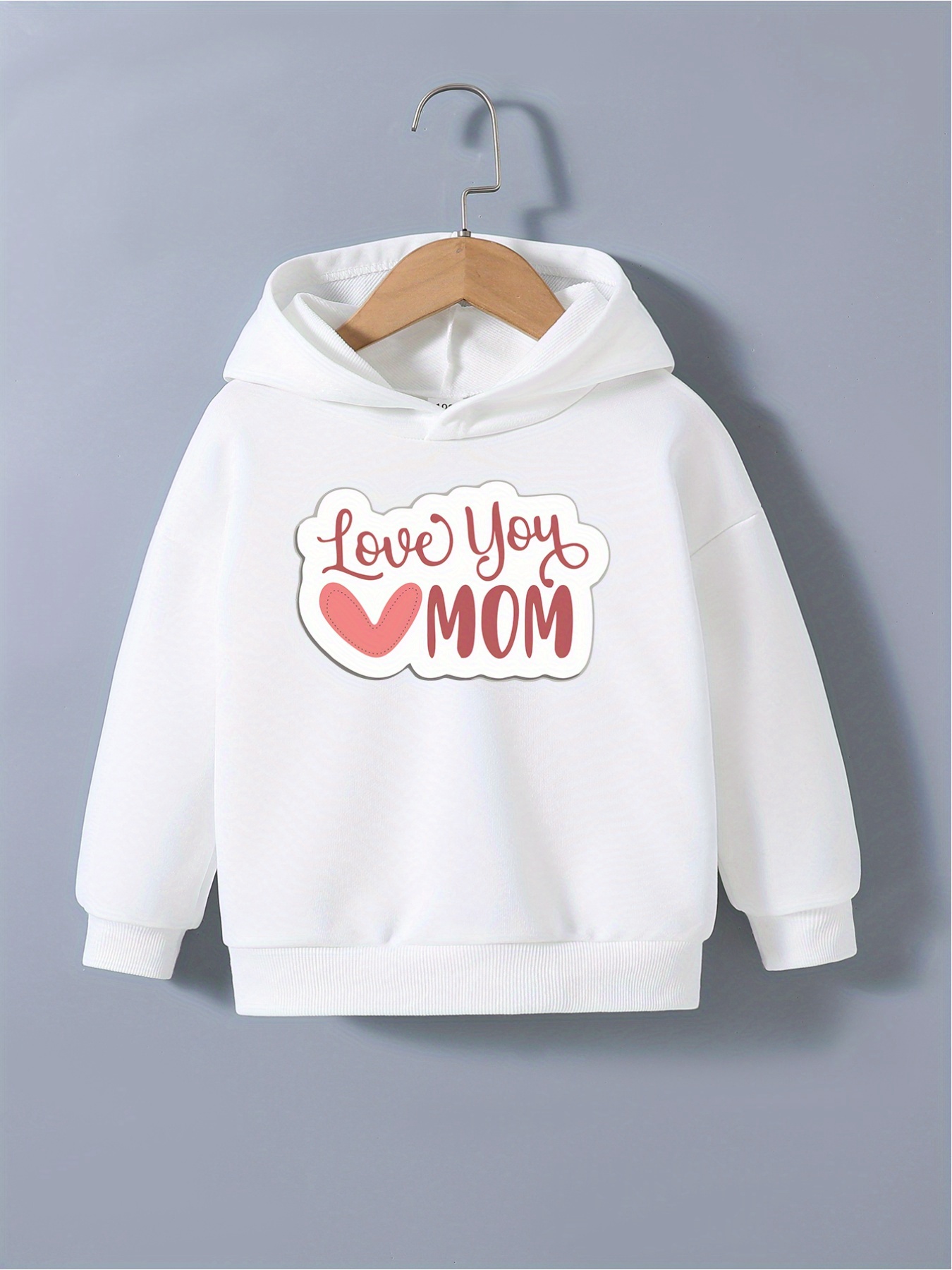 Girls Trendy ''love Mom'' Letter Print Everyday Hoodies - Temu