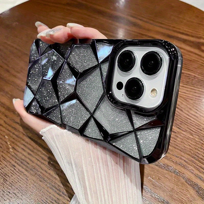 Galvanizirano geometrijsko gradientno bleščečo ohišje za telefon za iPhone 16 15 Pro Max 14 11 Pro Max, proti padcem mehka prevleka