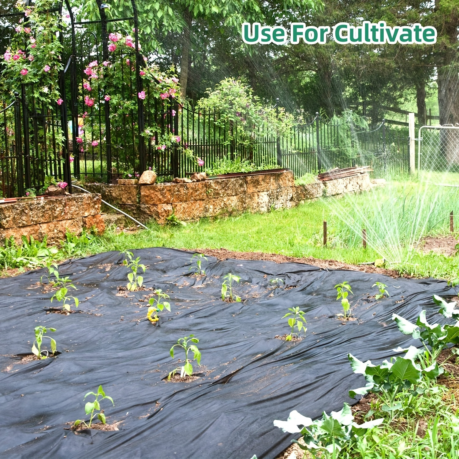 Garden Weed Barrier Landscape Fabric Heavy Duty, Woven Ground Cover Weed  Barrier, Black Mulch for Landscaping Fabric, Weed Control Fabric Mat for