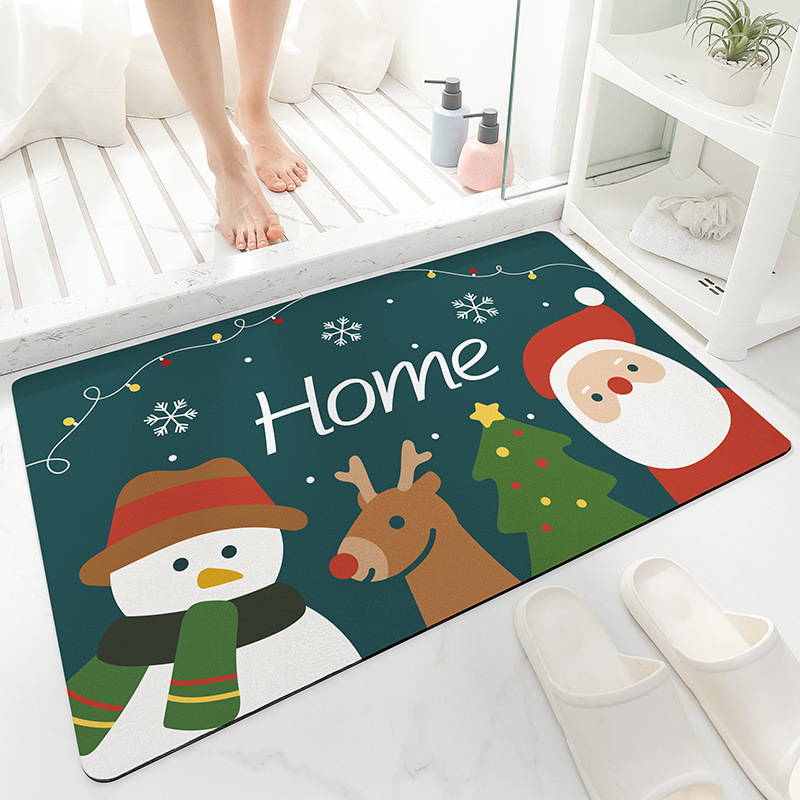 Cartoon Bathroom Water-absorbing Mat, Decorative Festival Doormat