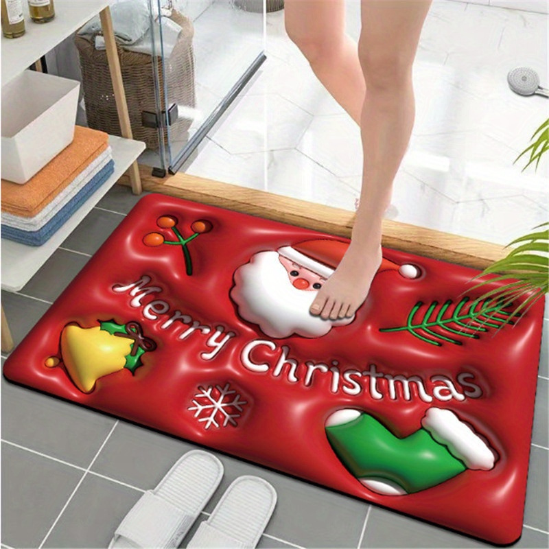 Badematte Weihnachtsmann Teppich Fußmatte Wasserabsorbierende