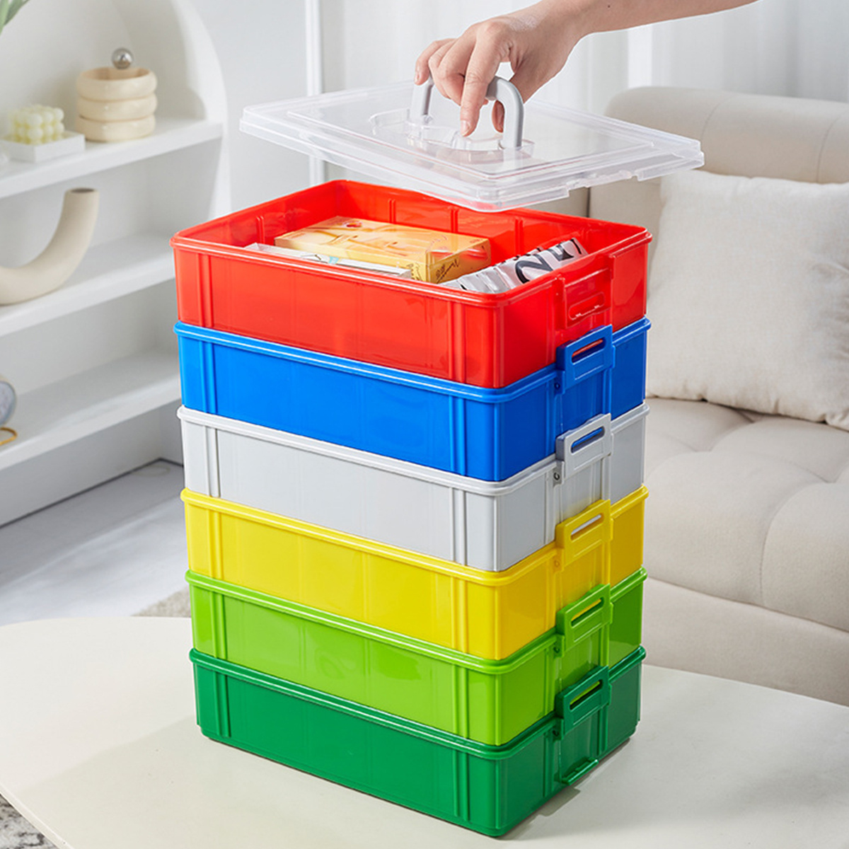 Portable Storage Box 2 Compartments Multifunctional 2 Layers Art Crafts Box