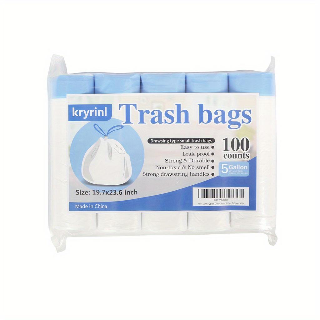 6 Gallon Trash Bags White Drawstring Garbage Can Liners - China