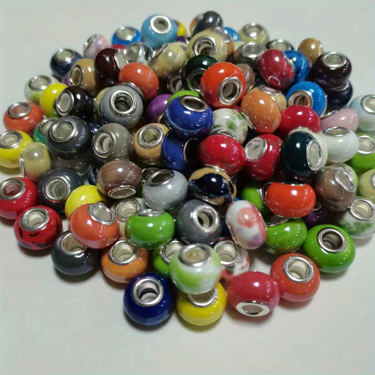 Retro Printed Large Hole Decorative Loose Beads For Jewelry - Temu