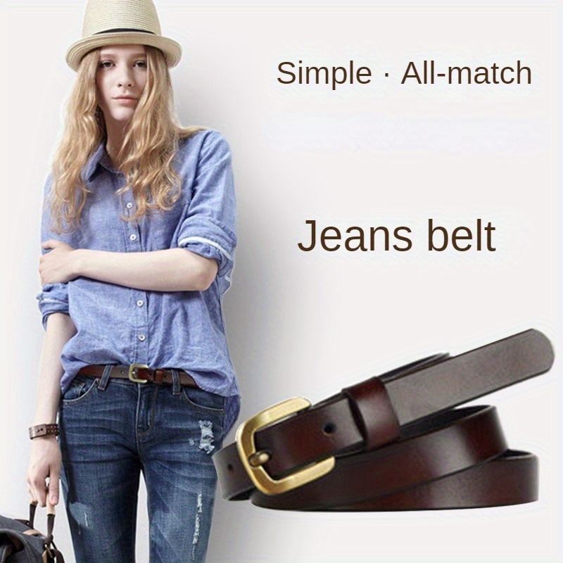 Fashion Faux Leather Belt For Women Metal Pin Buckle Belts - Temu