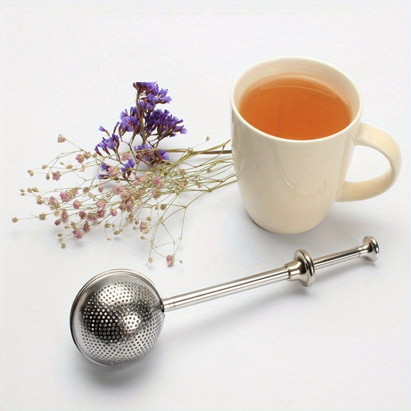 Colador de té, filtro de té de acero inoxidable, filtro infusor de té con  mango para oficina, hogar, uso al aire libre (plateado)