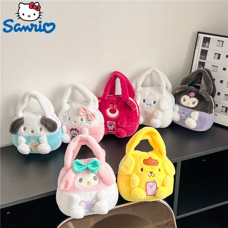 * Hello Kitty Handbag Kuromi Melody Cinnamoroll Plush Hand Bags Pom Purin  Plushie Lotso Doll Casual Storage Bags For Women Y2k Jk Sweet Girl Birt