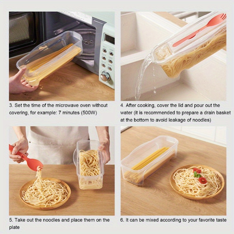 Microwave Pasta Cooker With Strainer Heat Resistant Pasta Boat