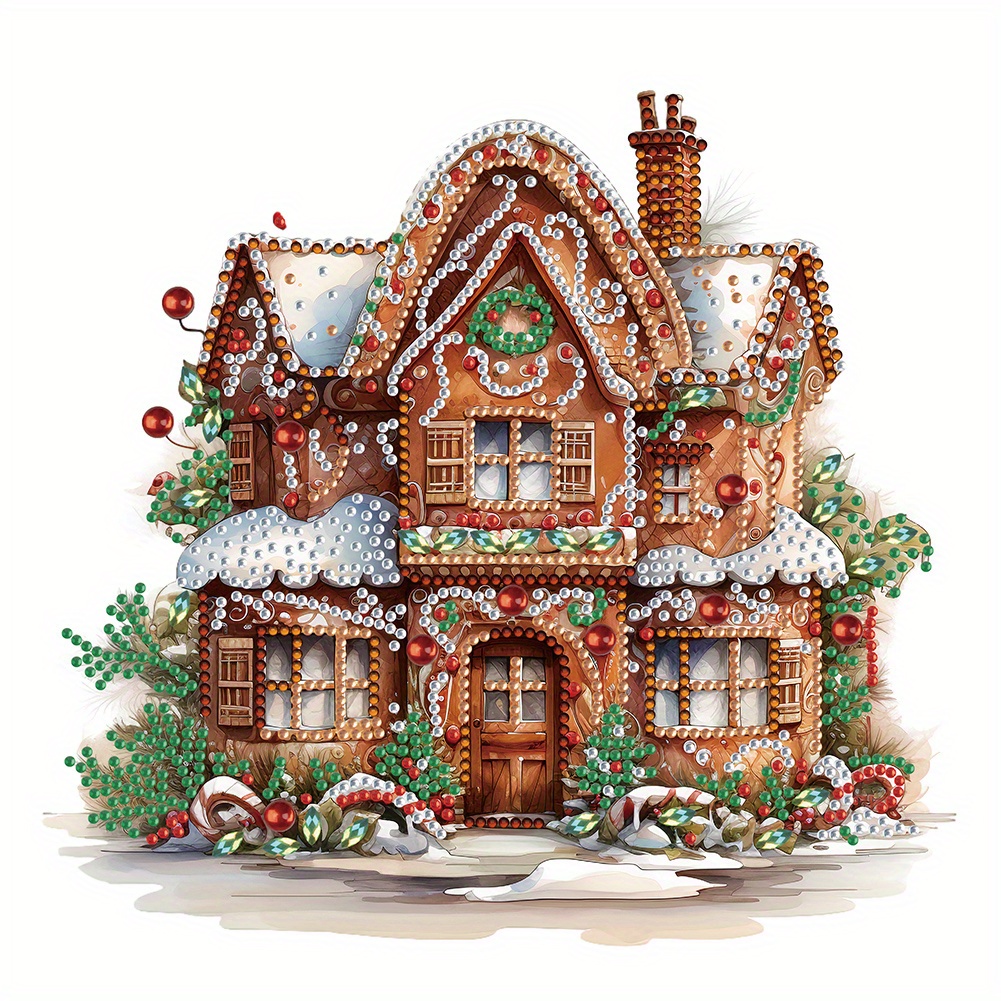 5d Diy Scenery Diamond Painting Small Town House Winter Snow - Temu