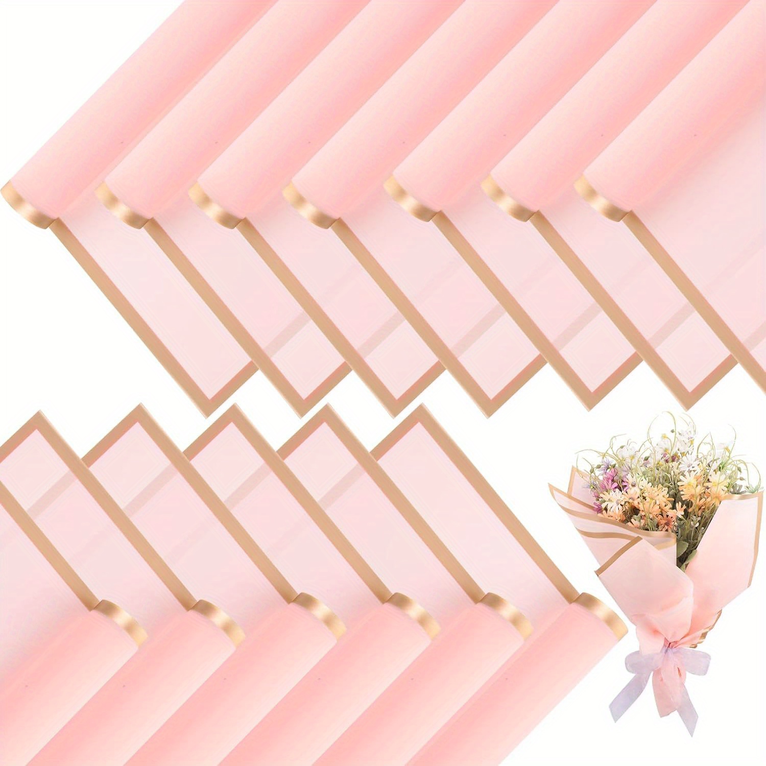 Ramo de papel de regalo de flores rosas con diseño de borde dorado, estilo  coreano, papel de regalo para ramos, papel de regalo impermeable, papel de  regalo floral, papel para ramo, Papel