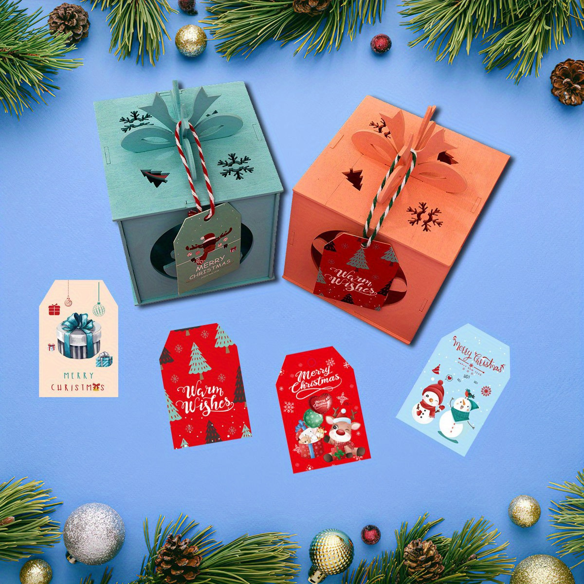 Christmas Gift Decorative Hang Tags Christmas Tree Gift Box - Temu