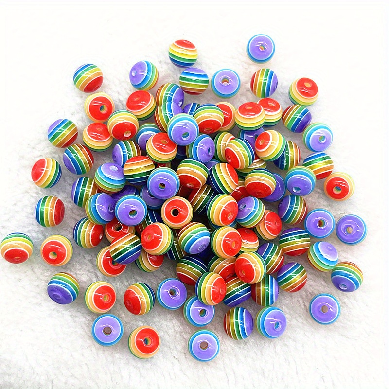 Round Transparent Striped Resin Beads For Jewelry Making Diy - Temu