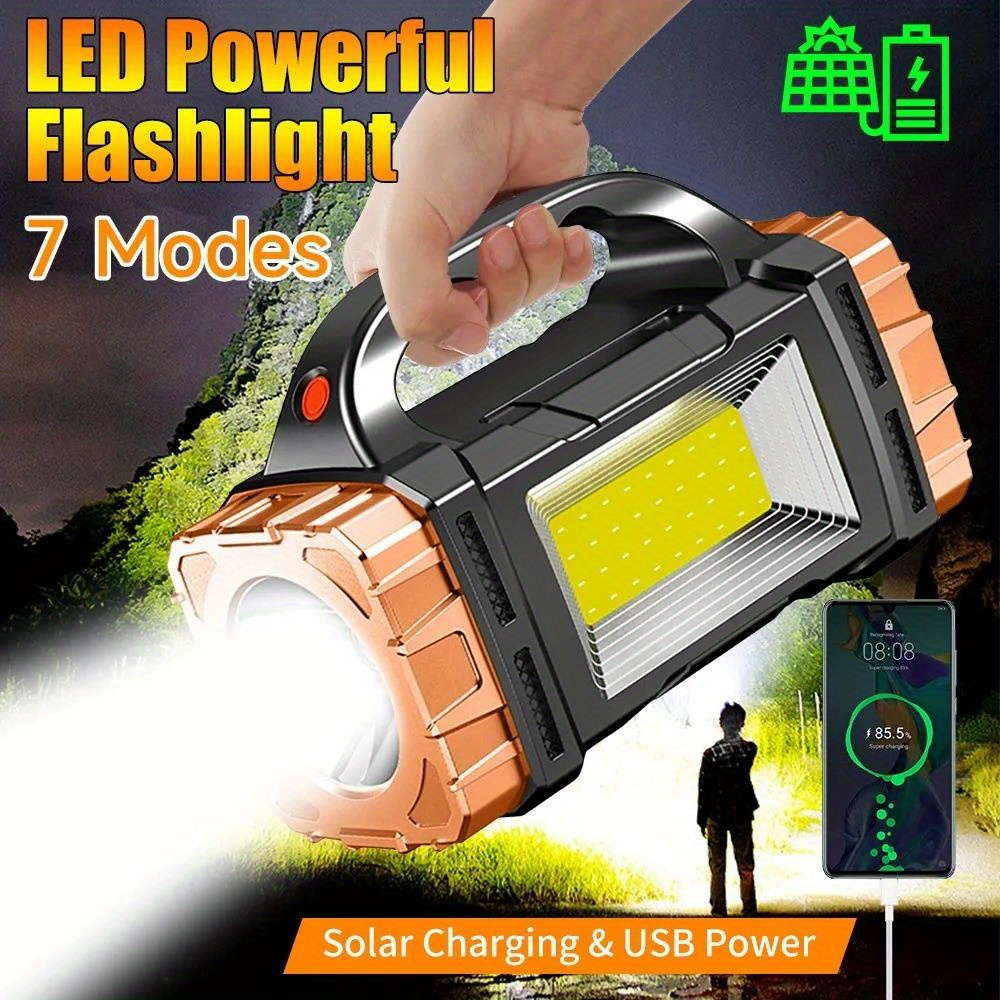 lampe poche LED portative met lumière torche solaire rechargeable  l'extérieur T7