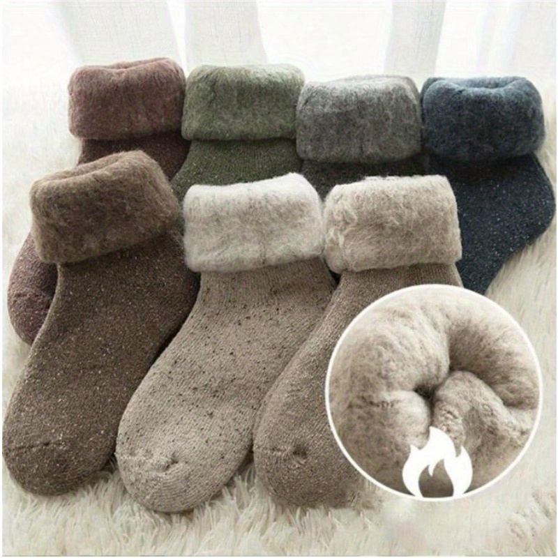 

1 Pair Women's Soft Comfortable Thickened Warm Medium Tube Socks, Solid Color Outdoor Warm Socks