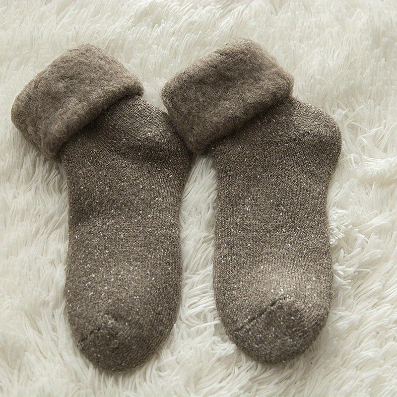 TEMU Women's Thickened Plush Brushed Winter Socks - Large Size Warm Ski & Floor Socks Suitable For Weather, /outdoor Use, Machine Washable - Socks ()