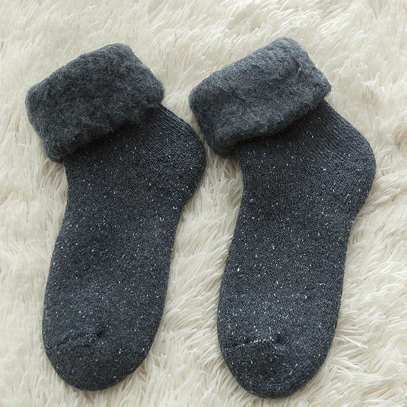 TEMU Women's Thickened Plush Brushed Winter Socks - Large Size Warm Ski & Floor Socks Suitable For Weather, /outdoor Use, Machine Washable - Socks ()