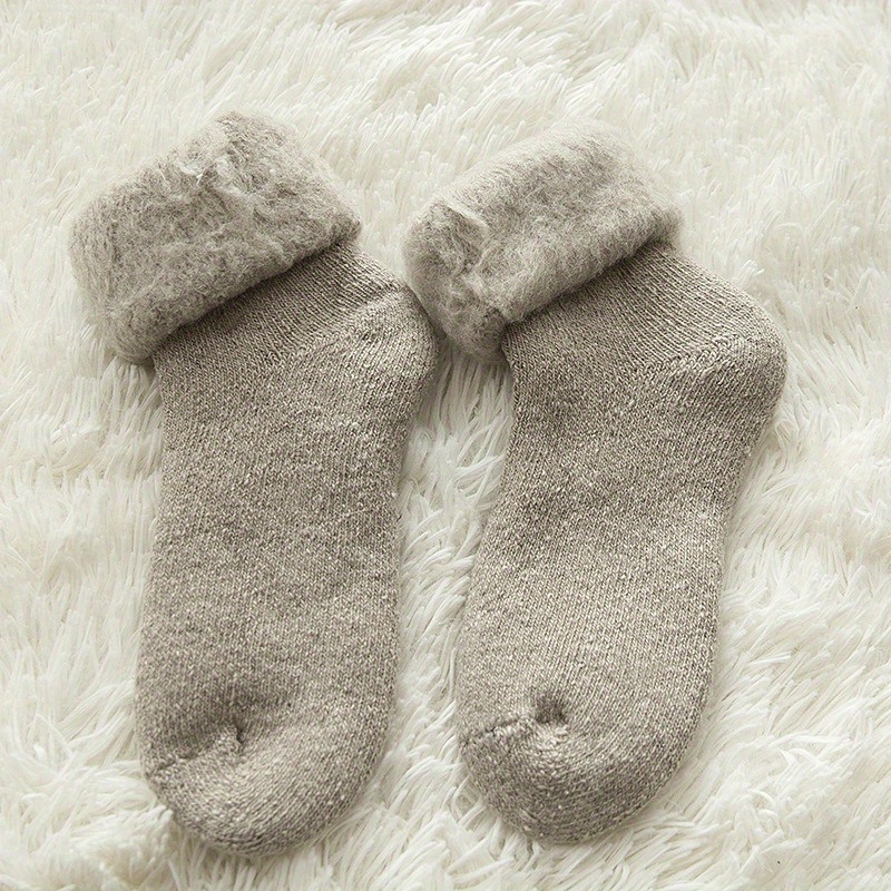 E-shop Damen Winter-Socken mit Plüschfutter – Warme Ski- Hausschuhe in Übergröße, geeignet für Wetter & Outdoor, maschinenwaschbar – Gemütliche
