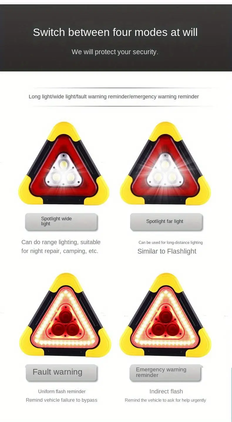 light, car warning light triangle rack car triangle warning sign luminous tripod parking reflective emergency light details 4