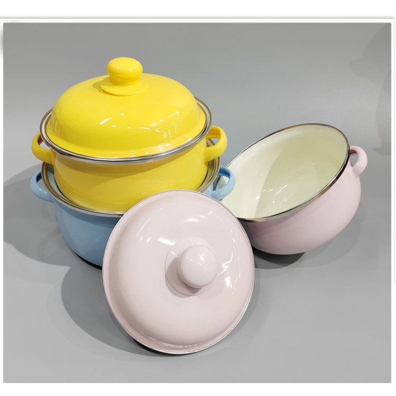 Enamel Pot With Lid For Cooking,,,, Three Colors Enamel Stock Pot, Vintage  Cookware With Dural Handle, Ideal For 1-2 Person, Kitchenware, Kitchen  Supplies, Kitchen Items - Temu