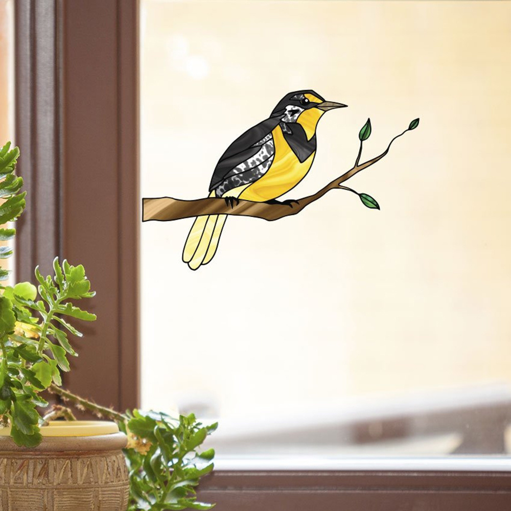 Bird Western Meadowlark On Branch Stained Glass Style See - Temu