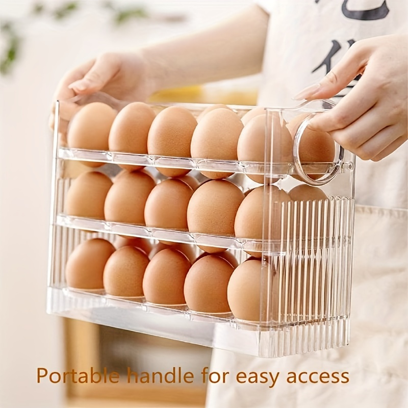 Contenedor de huevos para refrigerador, organizador de 54 huevos con tapa,  soporte de 3 capas diseñado para huevos grandes y extragrandes, bandeja de