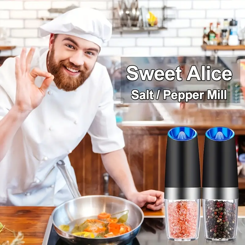 Pepper Grinder, Gravity Electric Pepper Mill, Adjustable Spice