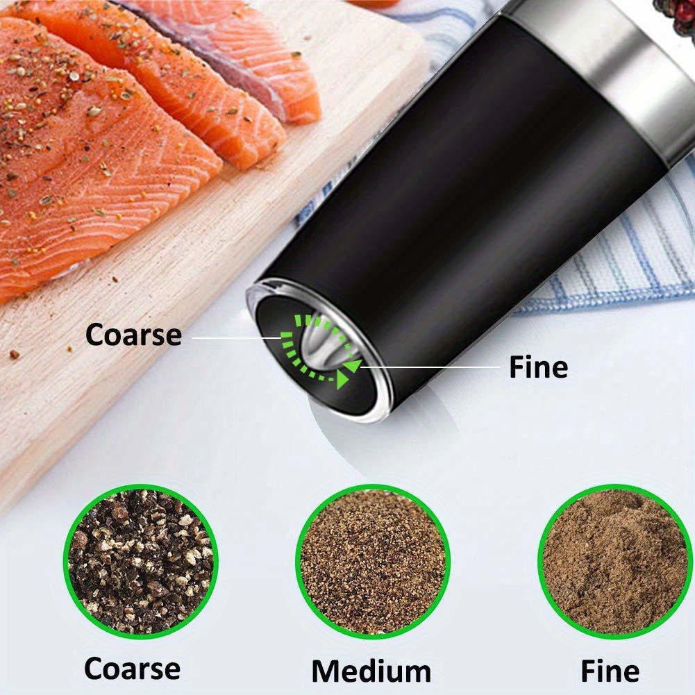 Pepper Grinder, Gravity Electric Pepper Mill, Adjustable Spice Grinder,  Automatic Pepper Mill With Led Light, Reusable Battery Powered Pepper  Crusher For Kitchen Camping Picnic Camping, Kitchen Gadgets, Chrismas  Gifts, Halloween Gifts 