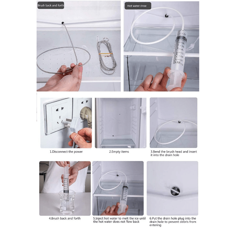 Refrigerator Drain Hole Clog Remover Dredge Cleaning Wash Suction Syringe Hose  Fridge Cleaner Stick Dredge 1.5m Drain Hole Brush