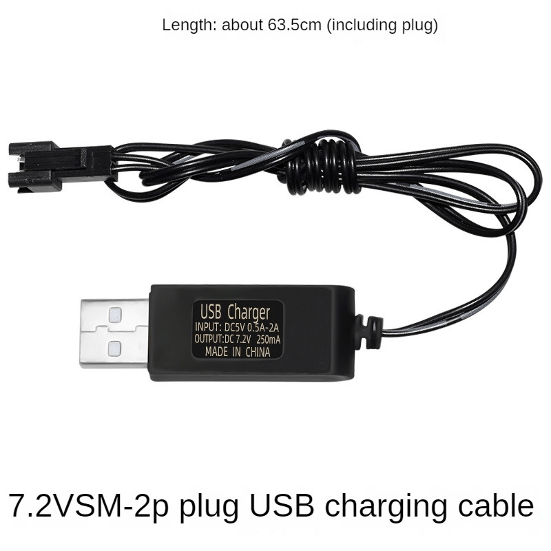 Caricabatterie Per Giocattoli 3.6V 4.8V 7.2V Cavo Di Alimentazione USB,  Cavo Di Ricarica USB SM 2P, JST 2P KET 2P Per Pacchi Batteria Ricaricabili  Con Protezione Da Sovraccarico Cavo Di Ricarica USB 