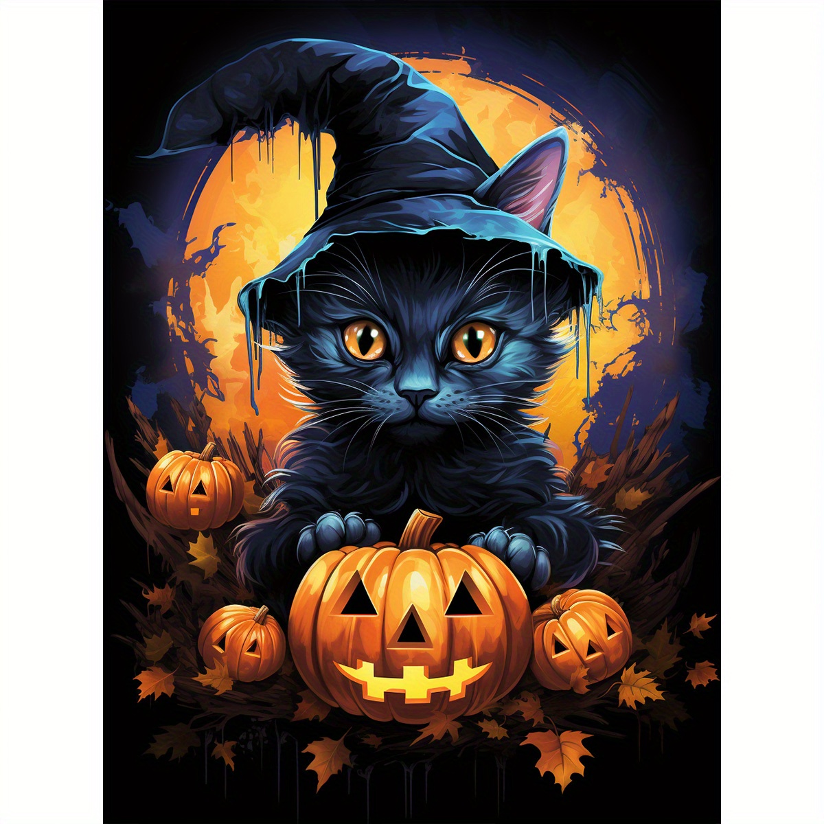 Halloween Diamond Art Painting Kits For Adults Black Cat 5d - Temu