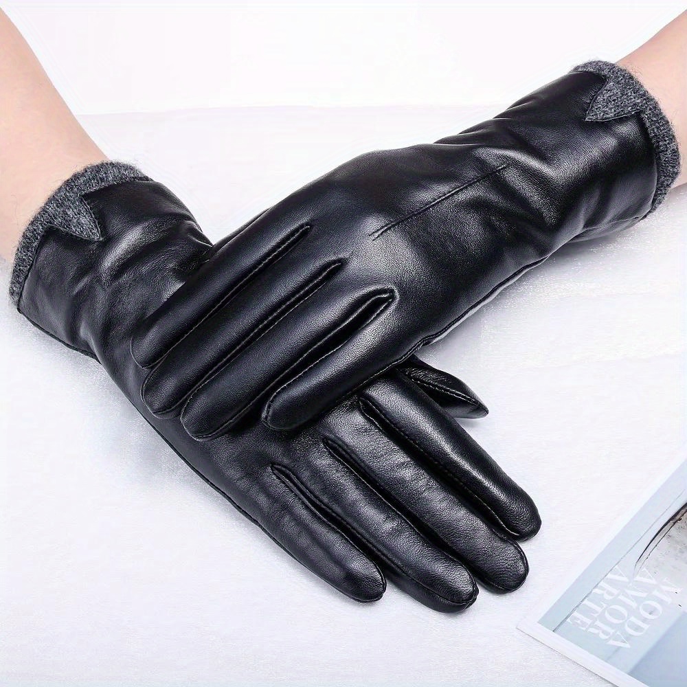 Noir Plus Velours Gants Chauds En Cuir PU Court Gant Imperméable Hiver  Conduite Coldproof Chaleur Femme Gants - Temu Belgium