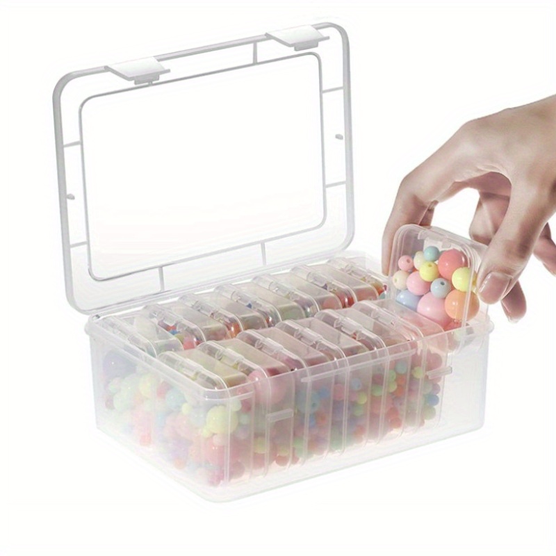 6Pcs Small Boxes Square Transparent Plastic Jewelry Storage Case Finishing  Container Packaging Storage Box for Earrings Rings