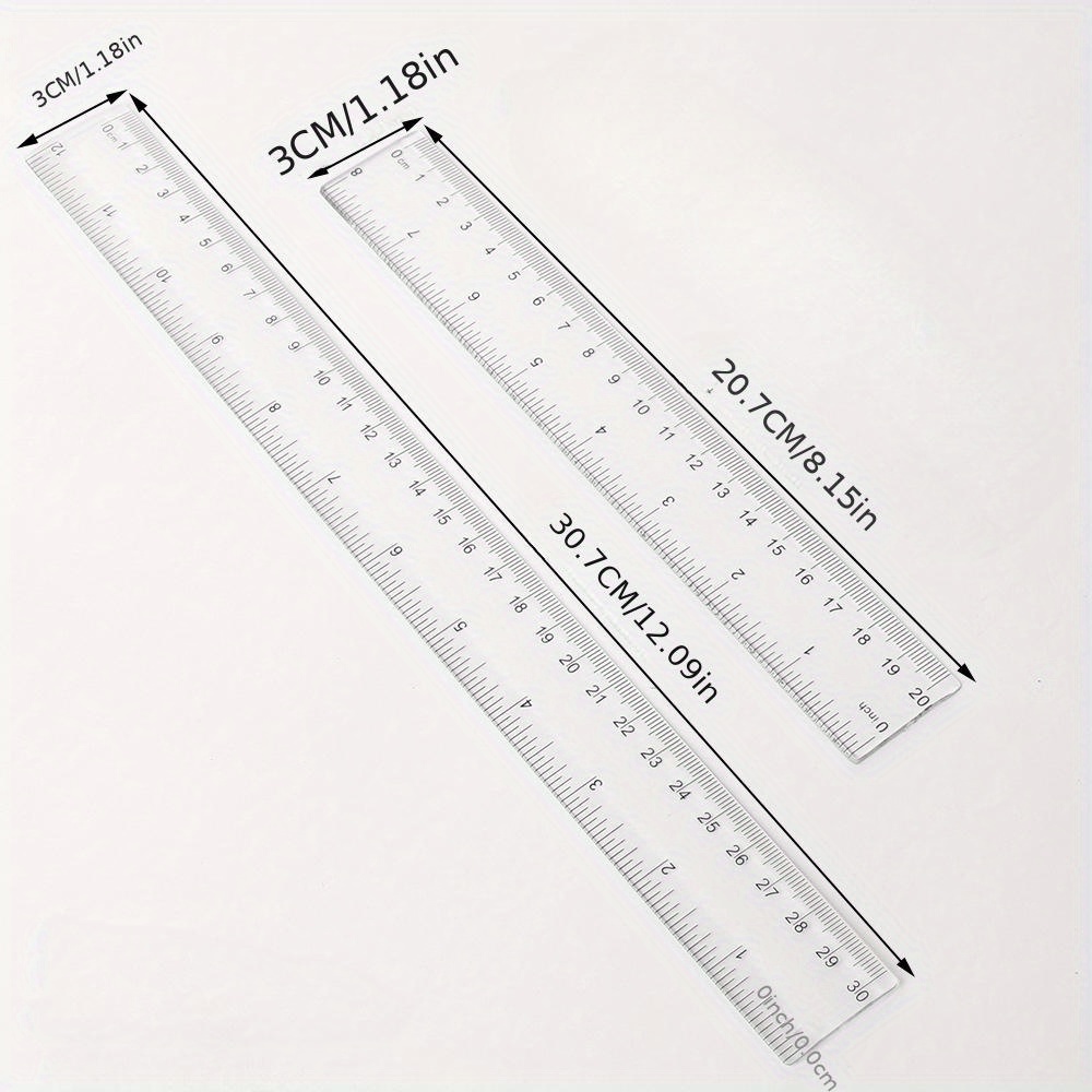  3 Pack 6 Inch 8 Inch 12 Inch Ruler Set Plastic Straight Ruler  Transparent Measuring Tool Acrylic Clear Ruler for School Office Student :  Office Products