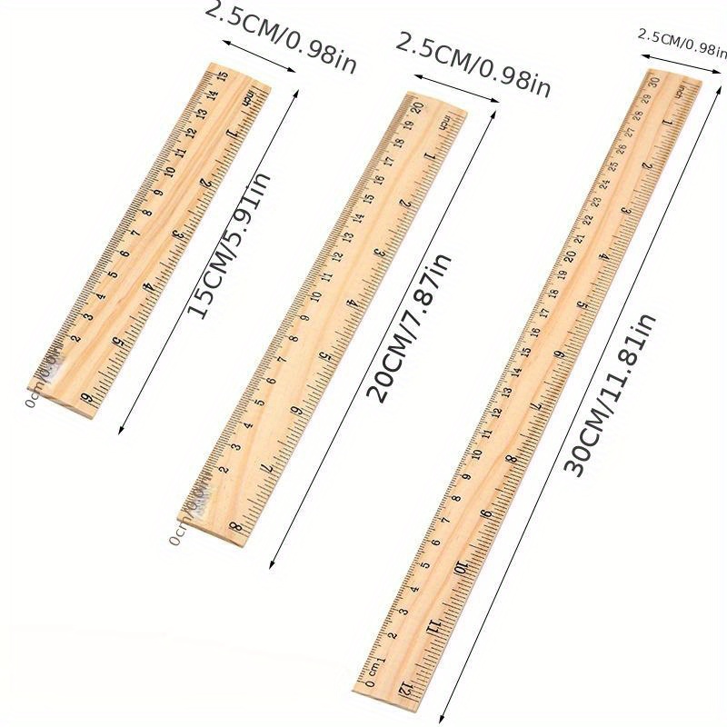 Wooden Ruler - 11.81inch Straight Edge Ruler For Kids - Back To School  Supplies Industrial Measuring Industrial Wood Ruler For Students