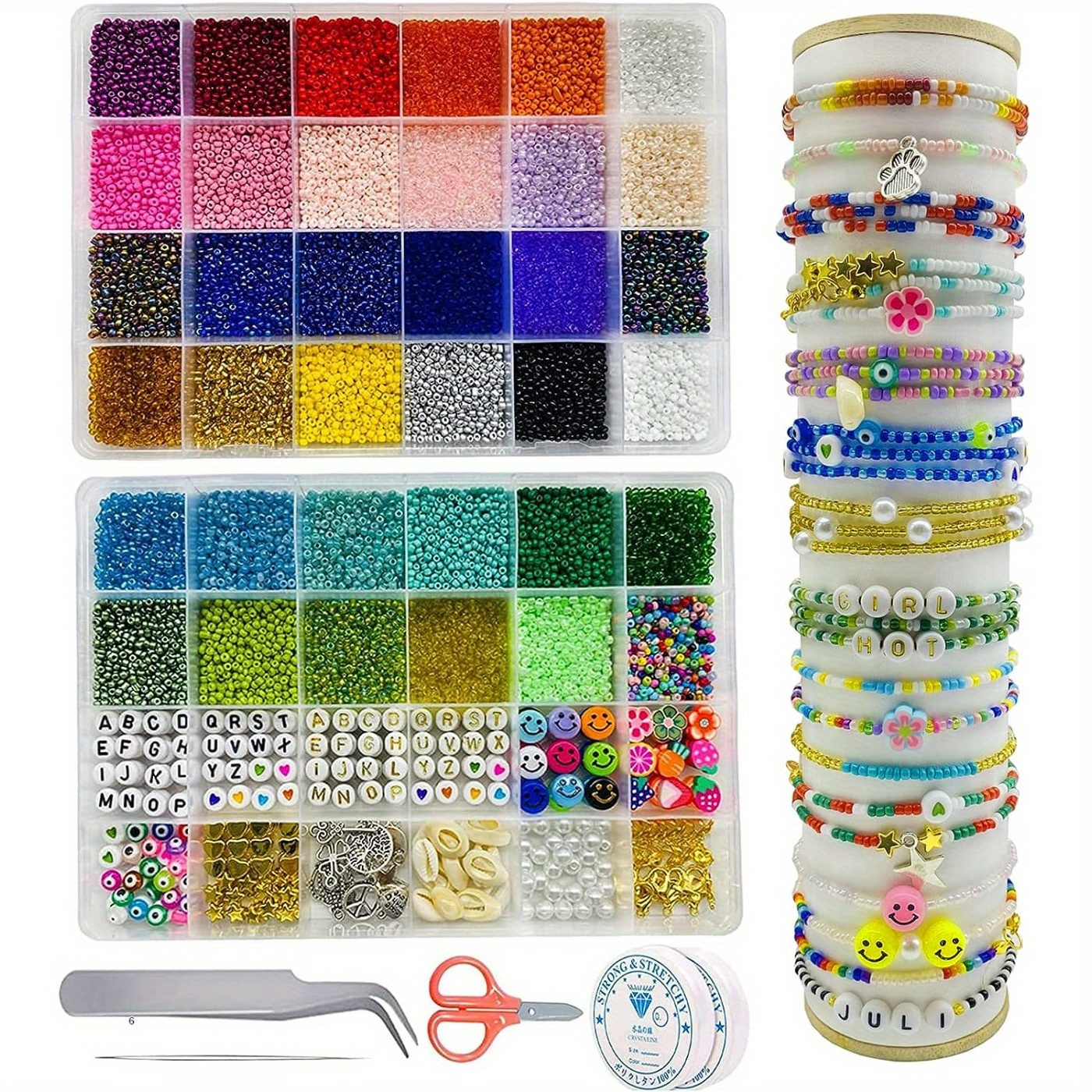 Jouet perlé pour enfant, 550 pièces, DIY, fait à la main, perles  d'espacement, artisanat, fabrication