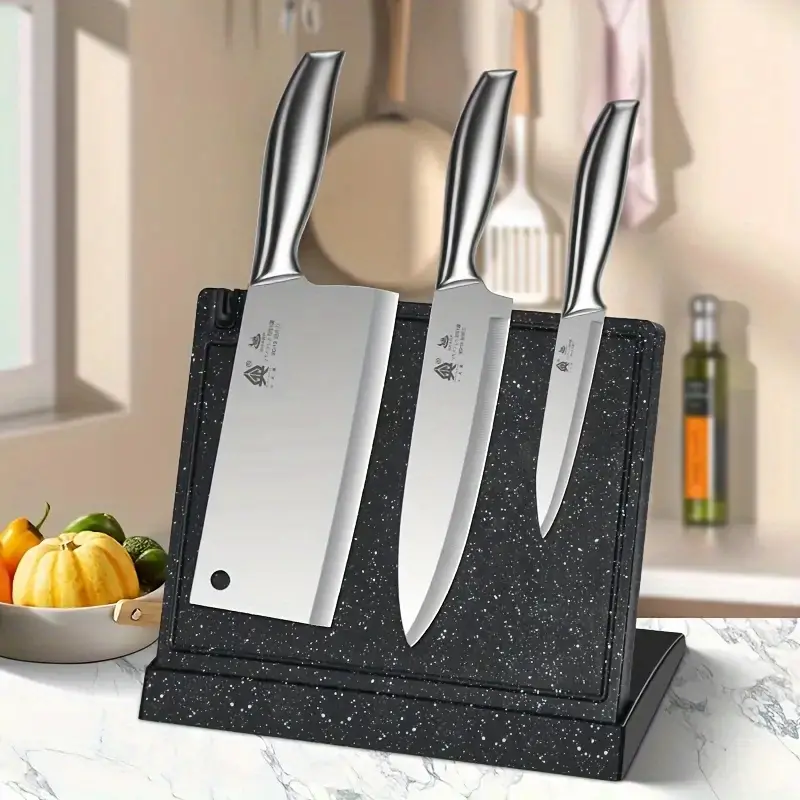 1pc magnetic knife holder no punching kitchen knife storage rack multifunctional standing knife holder l9195 details 1