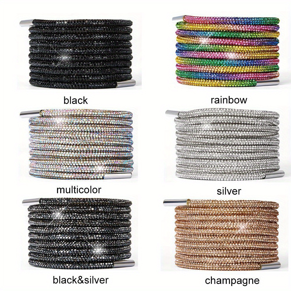 Rhinestone Shoe Laces (Assorted Colors) Silver