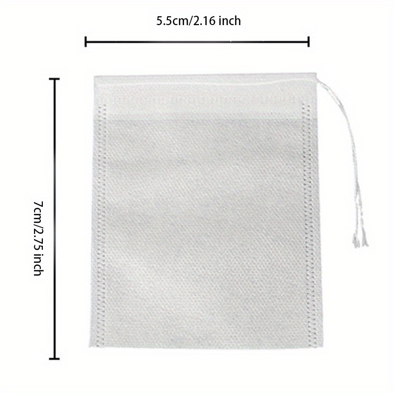 100pcs   disposable tea bags non woven transparent spice filter bags with drawstring ideal for loose leaf tea and spices details 3