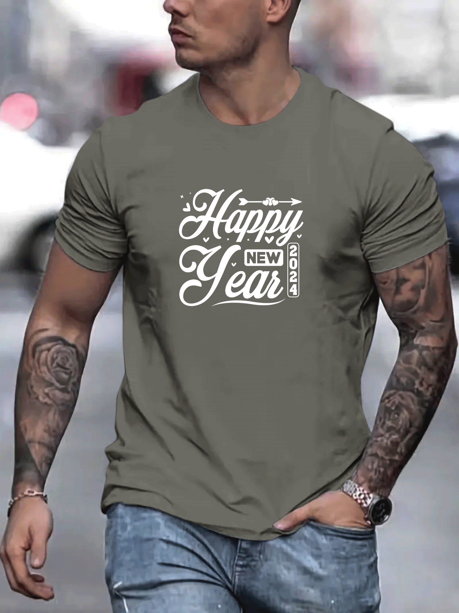 happy New Year'' Print Men's Graphic T shirt Casual Comfy - Temu