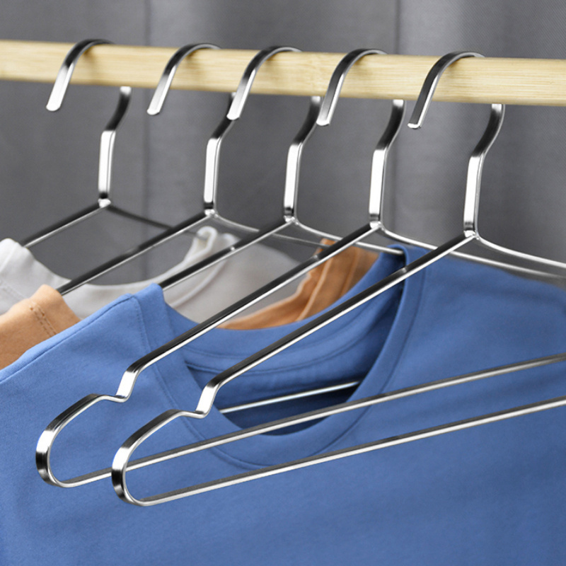 Stainless Steel Hanger Flat Bar Clothes Hanger Household - Temu