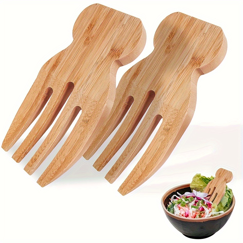 2 pcs bamboo salad tools set