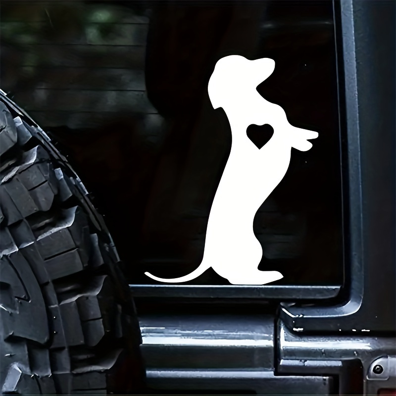 Reflective Dachshund Heart Decal - 6in White Vinyl Sticker For Cars, Trucks, & Laptops
