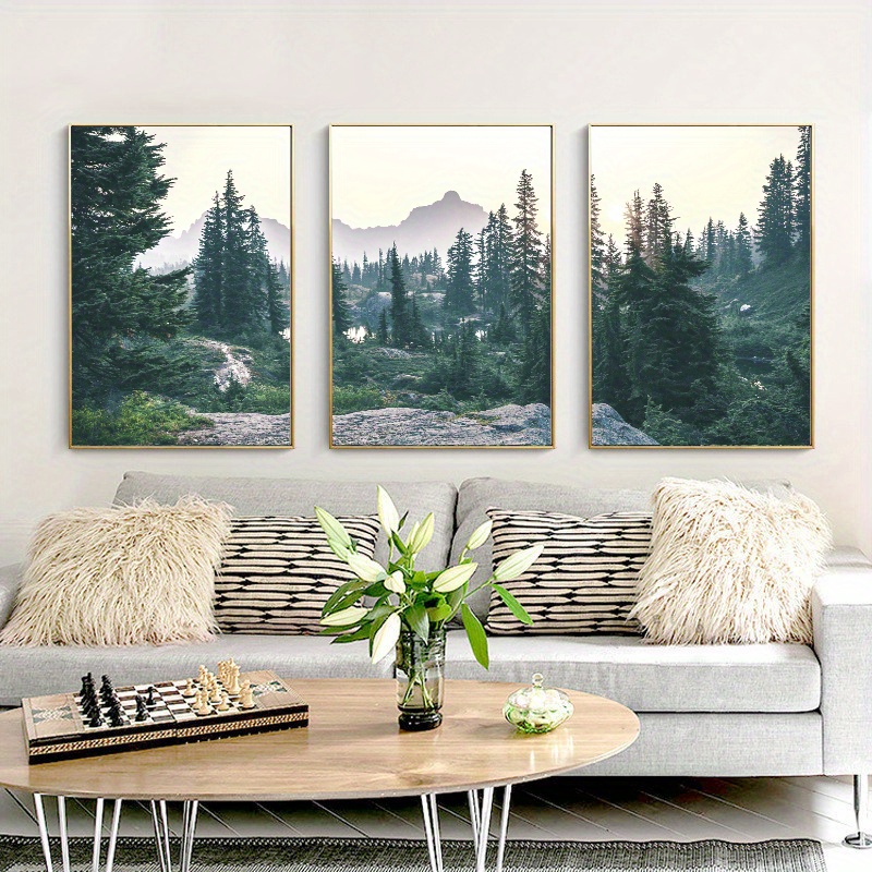 Forest Landscape Cloud And Mist Canvas Poster Nordic - Temu