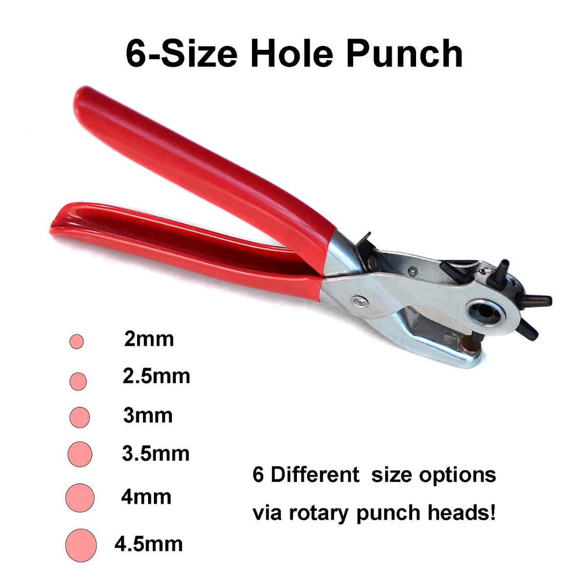 Leather Hole Punch,9 Belt Hole Puncher for Leather Heavy Duty, 6 Size  Revolving Leather Belt
