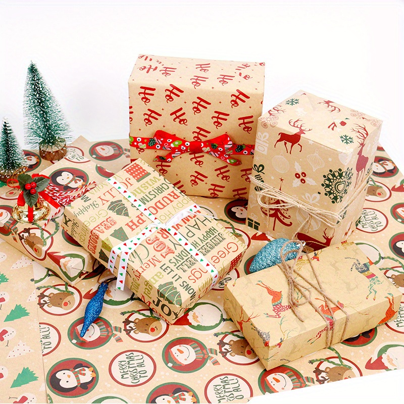 Christmas Christmas Gift Wrapping Kraft Paper Creative Gift - Temu