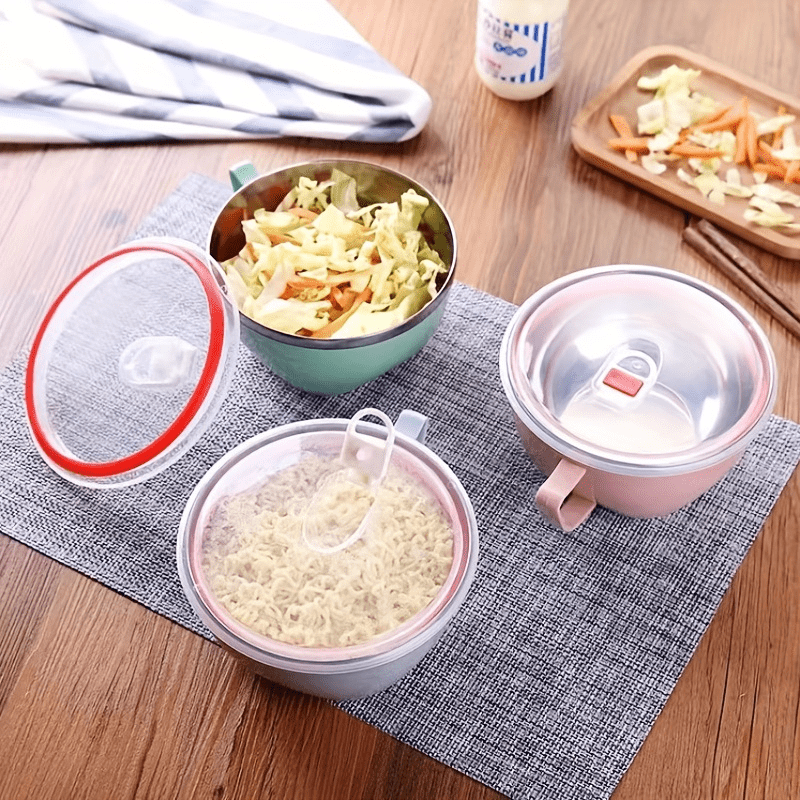 Bowl, Anti-scalding Insulated Stainless Steel Noodle Bowl, Food Container  Rice Bowl Soup Bowl, Kitchen Gadget - Temu