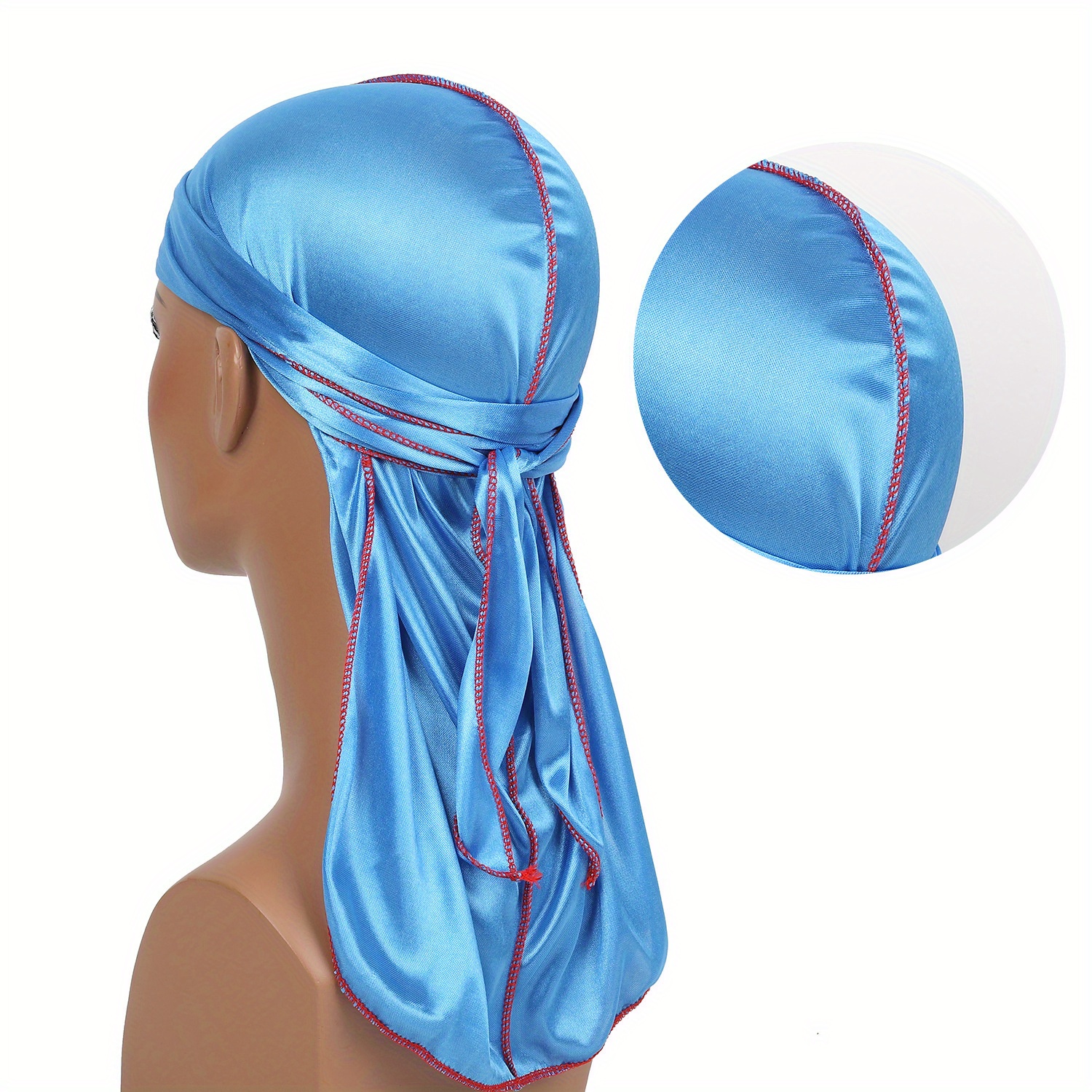  Paquete de 6 pañuelos Durag para hombre, diseño de ondas,  bandana de cola larga, Negro - : Ropa, Zapatos y Joyería